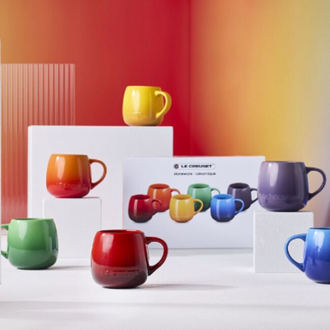 Stoneware Rainbow Set of 6 Coupe Mugs image number 6